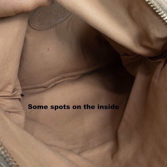 Fossil Purse Preston Leather Straw Fold-Over Pouch with Wristlet Tan Pink Purple - Picture 13 of 16